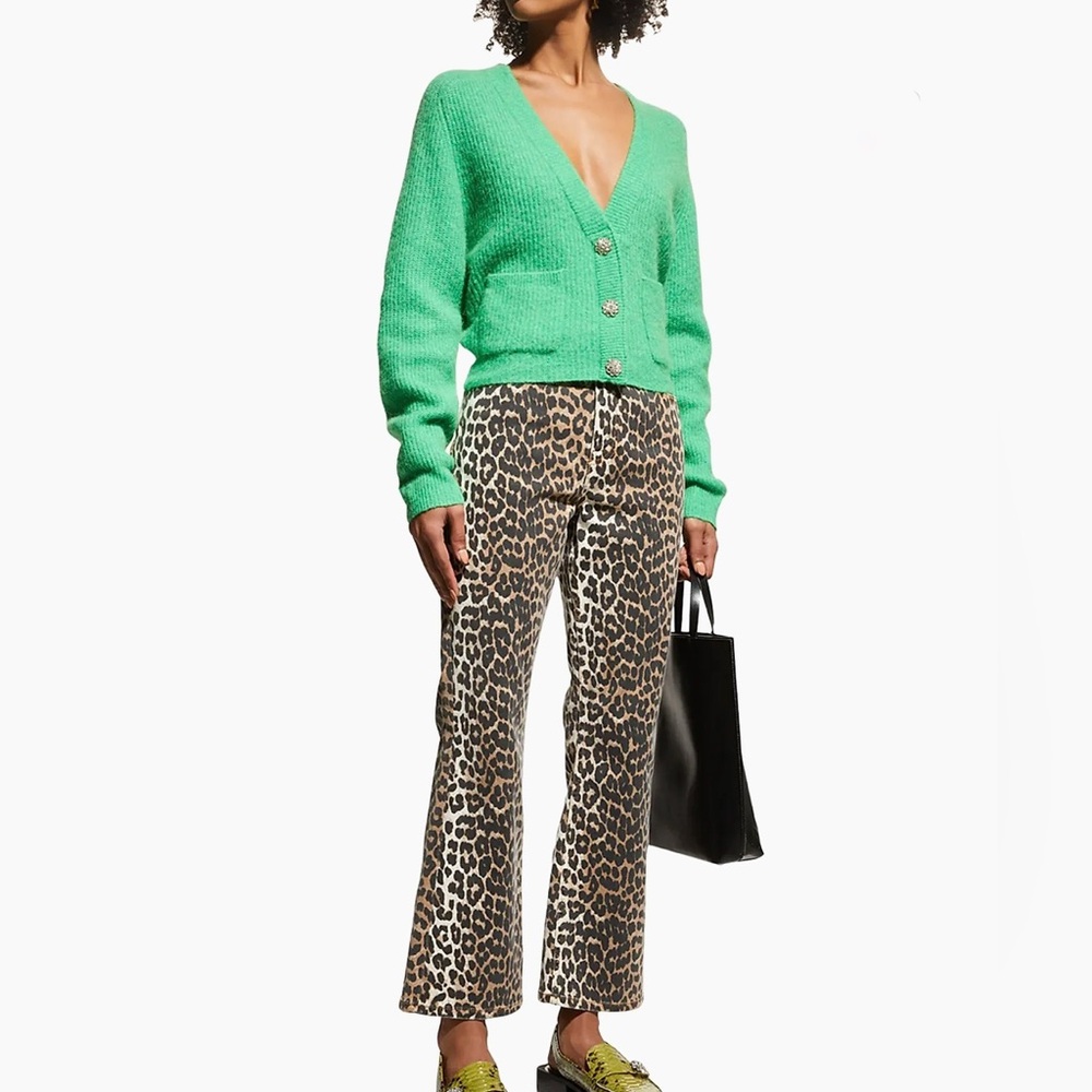 GANNI - Betzy Leopard Crop Jeans Leopard Size 28